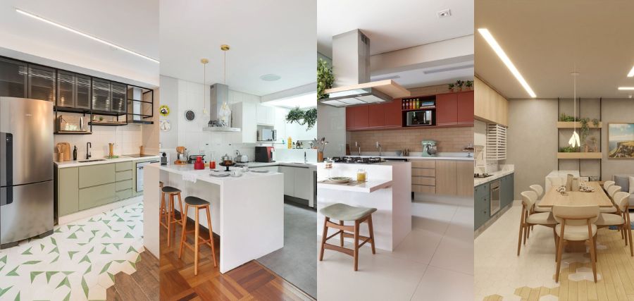 Inspirações de pisos diferentes para cozinha que se misturam