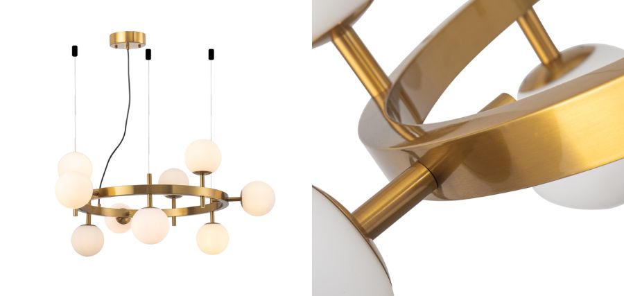 Detalhes Lustre Pendente Nordecor Romai Cin 2277 Dourado G9 Bivolt