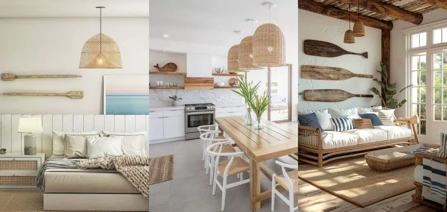 Exemplos de casas de praia com decorações praianas sutis